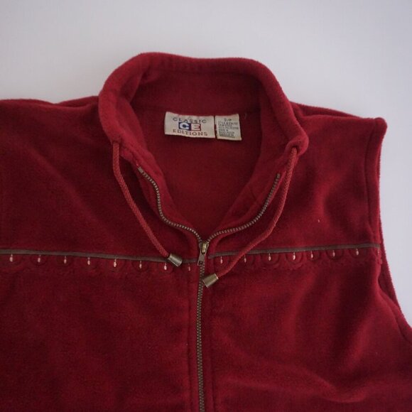 Vintage Classic Editions Maroon Fleece Dog Walker Zip Up Sweater Vest S - Picture 8 of 9